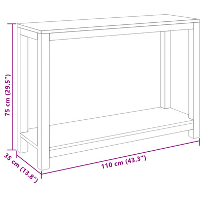 Konsola naturalny 110 x 35 x 75 cm Lite drewno teakowe