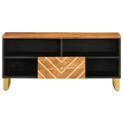 Szafka pod TV, brązowo-czarna 100x33,5x46 cm, lite drewno mango vidaXL