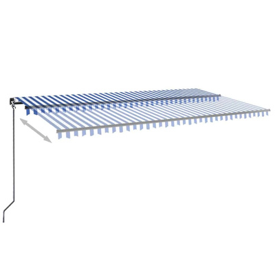 Ręcznie zwijana markiza z LED, 600 x 300 cm, niebiesko-biała