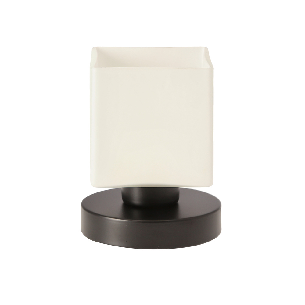 CUBETTO lampka stołowa czarna 1x40W E27 klosz biały