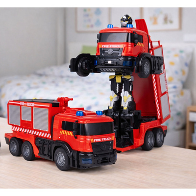 Robot Samochód Straż Pożarna 2w1 Zdalnie Sterowany RC Światła Dźwięki Woda