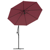 vidaXL Parasol wiszący z LED i stalowym słupkiem, winna czerwień
