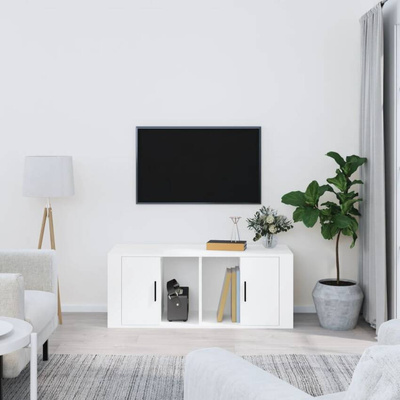 vidaXL Szafka pod TV, biała, 100x35x40 cm, materiał drewnopochodny