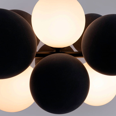 Lampa wisząca Szklana 4 kule Świetlne oraz 8 kul dzwiękochłonnych Szarych 4xG9 65cm Abruzzo Vino