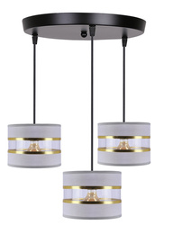 Lampa wisząca z abażurami Pandy czarna potrójna do salonu