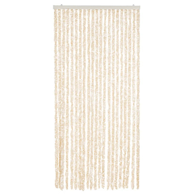 Zasłona przeciwko owadom, beżowo-biała, 90x220 cm, szenil