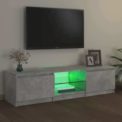 Szafka pod TV z LED, szarość betonu, 140x40x36 cm