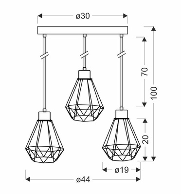 Lampa wisząca talerz czarna + złoty druciana Primo 33-06172