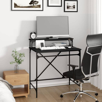 vidaXL Biurko, czarne, 80x50x90 cm, materiał drewnopochodny i żelazo