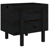 vidaXL Donica ogrodowa, czarna, 62x50x57 cm, lite drewno sosnowe