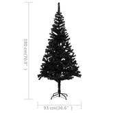 vidaXL Sztuczna choinka z lampkami i bombkami, czarna, 180 cm, PVC model standard