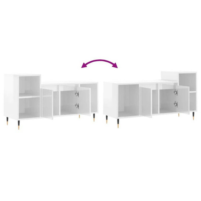 vidaXL Szafka pod TV, wysoki połysk, biała, 100x35x55 cm