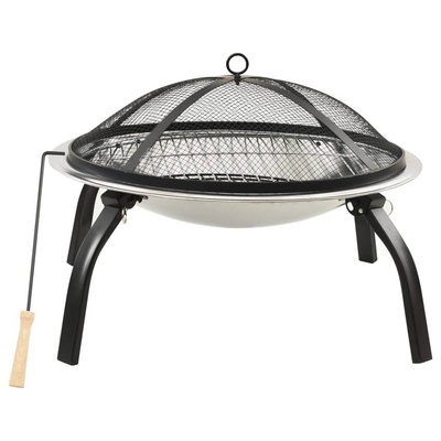 vidaXL Palenisko i grill 2-w-1, z pogrzebaczem, 56x56x49 cm, stal