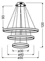Lampa wisząca LED 60W potrójny ring chrom LUNE 33-64738