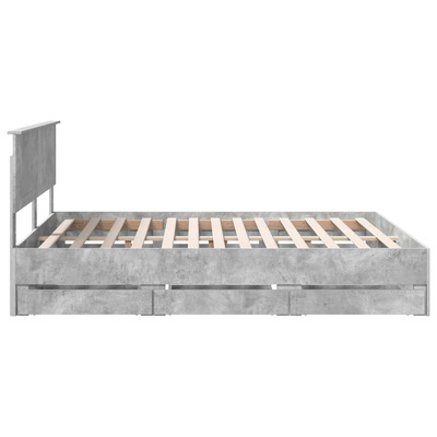 Ramka łóżka Betonowy szary 160 x 200 cm Drewno inżynieryjne