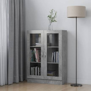 vidaXL Witryna, szarość betonu, 82,5 x 30,5 x 115 cm, płyta wiórowa