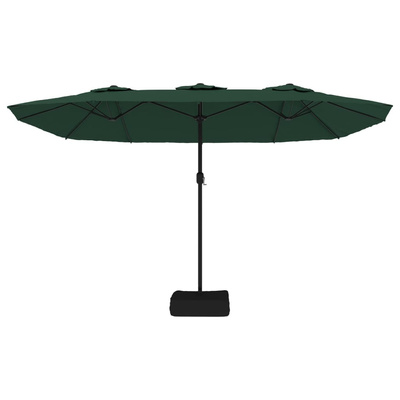 Podwójny parasol ogrodowy z LED, zielony, 449x265 cm