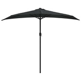 Półparasol balkonowy, aluminiowy słupek, czarny, 270x144x222 cm