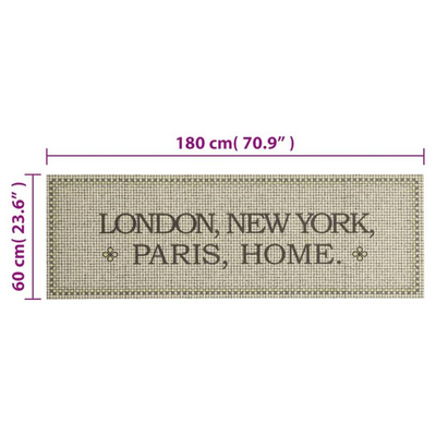 vidaXL Dywanik kuchenny, nazwy miast i napis Home, 60x180 cm, aksamit