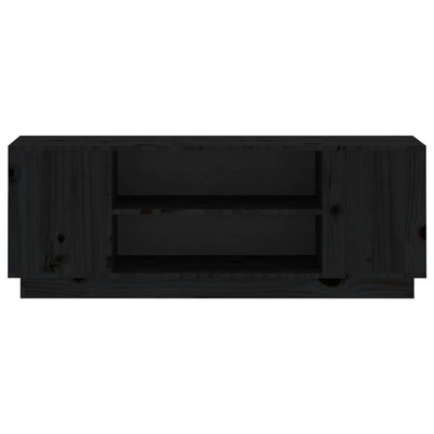 vidaXL Szafka pod TV, czarna, 110x35x40,5 cm, lite drewno sosnowe