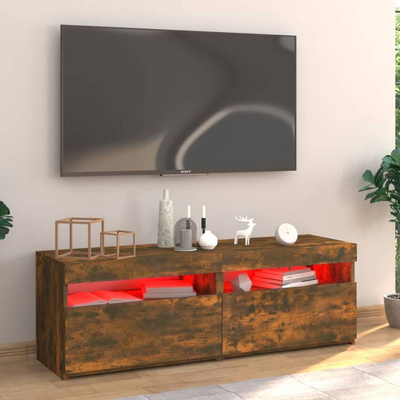 vidaXL Szafka pod TV z oświetleniem LED, przydymiony dąb, 120x35x40 cm wariant 4