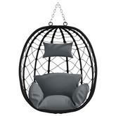 Wiszące krzesło jajo Antracyt 91,5 x 54,5 x 107 cm polirattan
