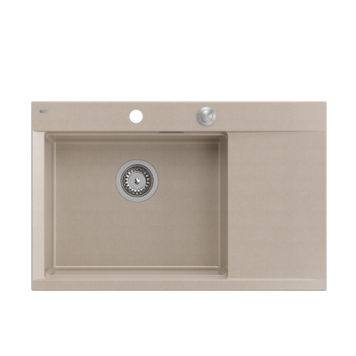 JOSH 111 GraniteQ zlewozmywak 1-komorowy z/o (780x500x215) pearl beige  + syfon push 2 open + deska + wkładka/ elementy stalowe
