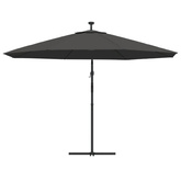 Parasol wiszący z LED i metalowym słupkiem, 350 cm, antracytowy