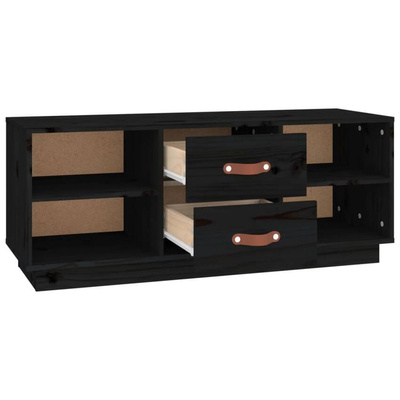 vidaXL Szafka pod TV, czarna, 100x34x40 cm, lite drewno sosnowe