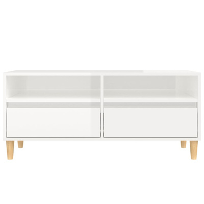 vidaXL Szafka pod TV, wysoki połysk, biała, 100x34,5x44,5 cm