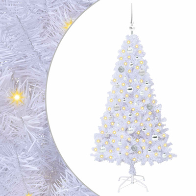 Sztuczna choinka z 150 diodami LED Biały 150 cm PVC i stal