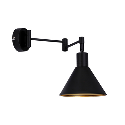 Kinkiet regulowany COPENHAGEN czarno-złoty - lampa do czytania w stylu industrialnym E14 