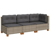 3-osobowa sofa ogrodowa z poduszkami, szara, polirattan model standard