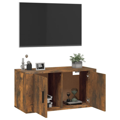 vidaXL Wisząca szafka telewizyjna, przydymiony dąb, 80x34,5x40 cm