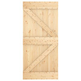 Drzwi przesuwne 95 x 210 cm Lite Drewno Sosnowe (Nieobrobione)