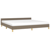 vidaXL Rama łóżka z zagłówkiem, kolor taupe, 200x200 cm, obita tkaniną model standard