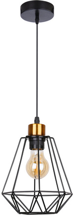 Lampa wisząca czarna + złoty druciany klosz Primo 31-06189
