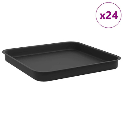Kwadratowa Taca na Kwiaty 24 pcs Czarny 25,5 x 25,5 x 2,5 cm