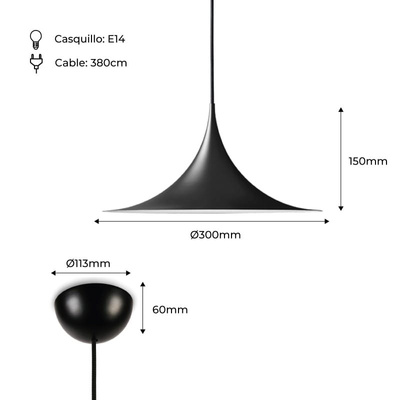 Lampa Wisząca Skandynawska Czarna E14 Abruzzo Oslo
