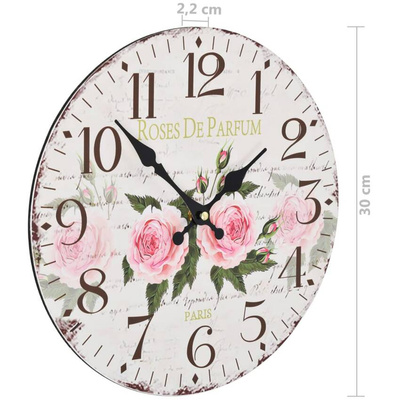vidaXL Zegar ścienny w stylu vintage, kwiat, 30 cm