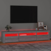 vidaXL Szafka pod TV z oświetleniem LED, szary dąb sonoma,195x35x40 cm