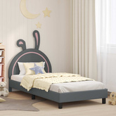 Łóżko Dziecięce z Ramą i Zagłówkiem jasnoszary 90 x 200 cm PU