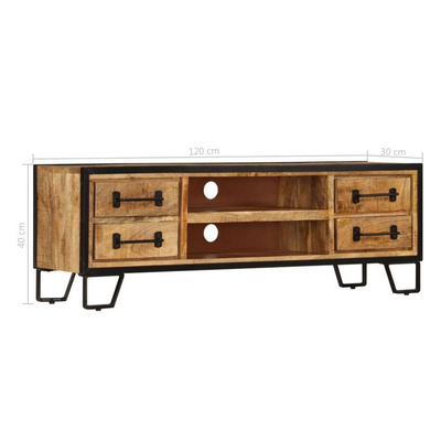 vidaXL Szafka pod TV z szufladami, 120x30x40 cm, lite drewno mango
