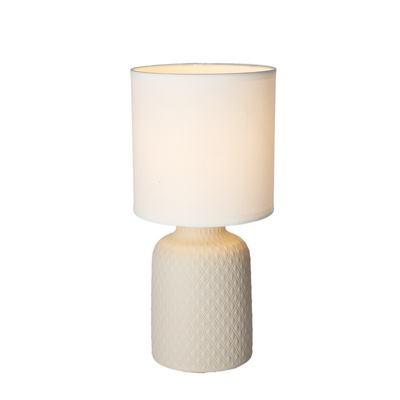 Lampka nocna Iner beżowa ceramiczna z abażurem