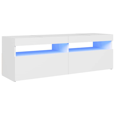 Szafka pod TV z oświetleniem LED, biała, 120x35x40 cm