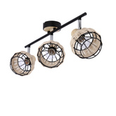 Tajga lampa sufitowa listwa czarny+drewniany 3x40w e14 klosz czarny+drewniany