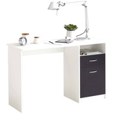 FMD Biurko z szufladą, 123 x 50 x 76,5 cm, biało-czarne