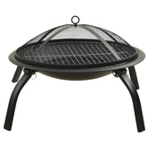 vidaXL Palenisko i grill 2-w-1, z pogrzebaczem, 56x56x49 cm, stal
