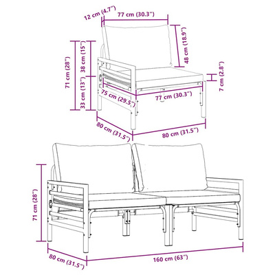 Meble Ogrodowe 2 Sztuka Antracyt 80 x 80 x 71 cm Stal