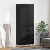 Highboard Czarny Dąb 69,5 x 34 x 180 cm Drewno inżynieryjne